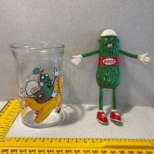 BICK'S PICKLE GLASS / BENDABLE FIGURE PUBLICITY FOODS TOY RARE COLLECTIBLE